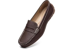 KORDAL Women's Comfortable & Lightweight Leather Penny Loafers Slip-Ons Cute Business Casual Dress Shoes Work Office Flats Everyday Walking Shoes Driving Mocs for Women