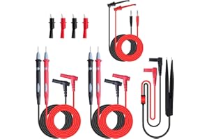 KAKOOTI Multimeter Test Leads Kit，Test Probes 1000V 20A ，Silicone Alligator Clips Test, Test Tweezer，SMD IC Test Hook Clips, for Fluke/AstroAI/INNOVA/KAIWEETS Digital multimeter Clamp Meter