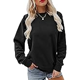 Hilltichu Women's Fall Long Sleeve Pullover Tops Casual Round Neck Sweatshirt