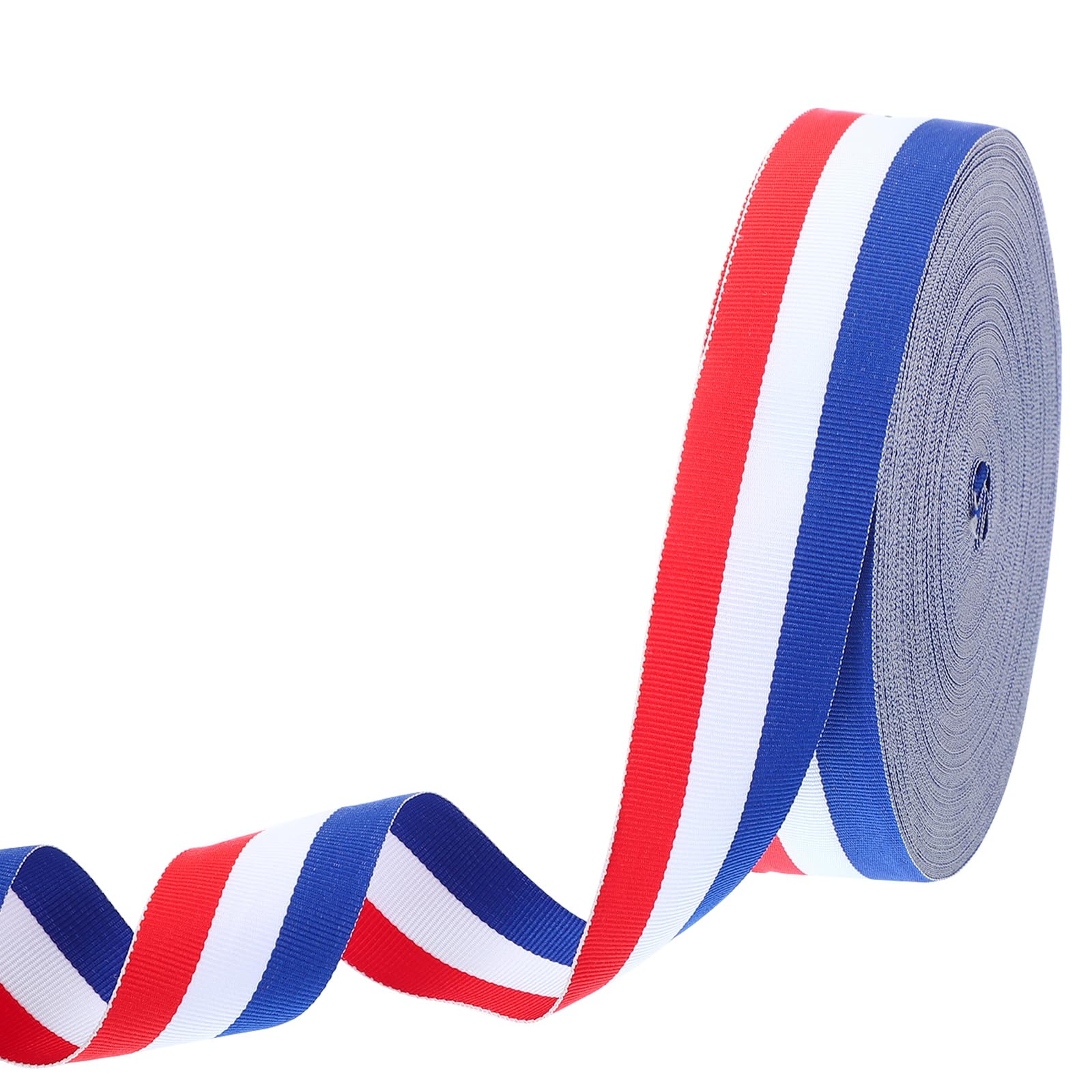 PATIKIL 1-4/8" Red White Blue Striped Grosgrain Ribbon, 55 Yard Polyester Fabric Stripe Craft Ribbon Double Faced Design for Bow Gift Wrapping DIY Making Garment Christmas Decorations