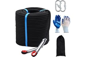 JIUXQT Climbing Rope 10mm 246Ft (75m) Static Climbing Rope Outdoor Rock Climbing Rope Braided Polyester Static Rock Climbing Rope High Strength Outdoor Rope for Rappelling Rescue Rope Black