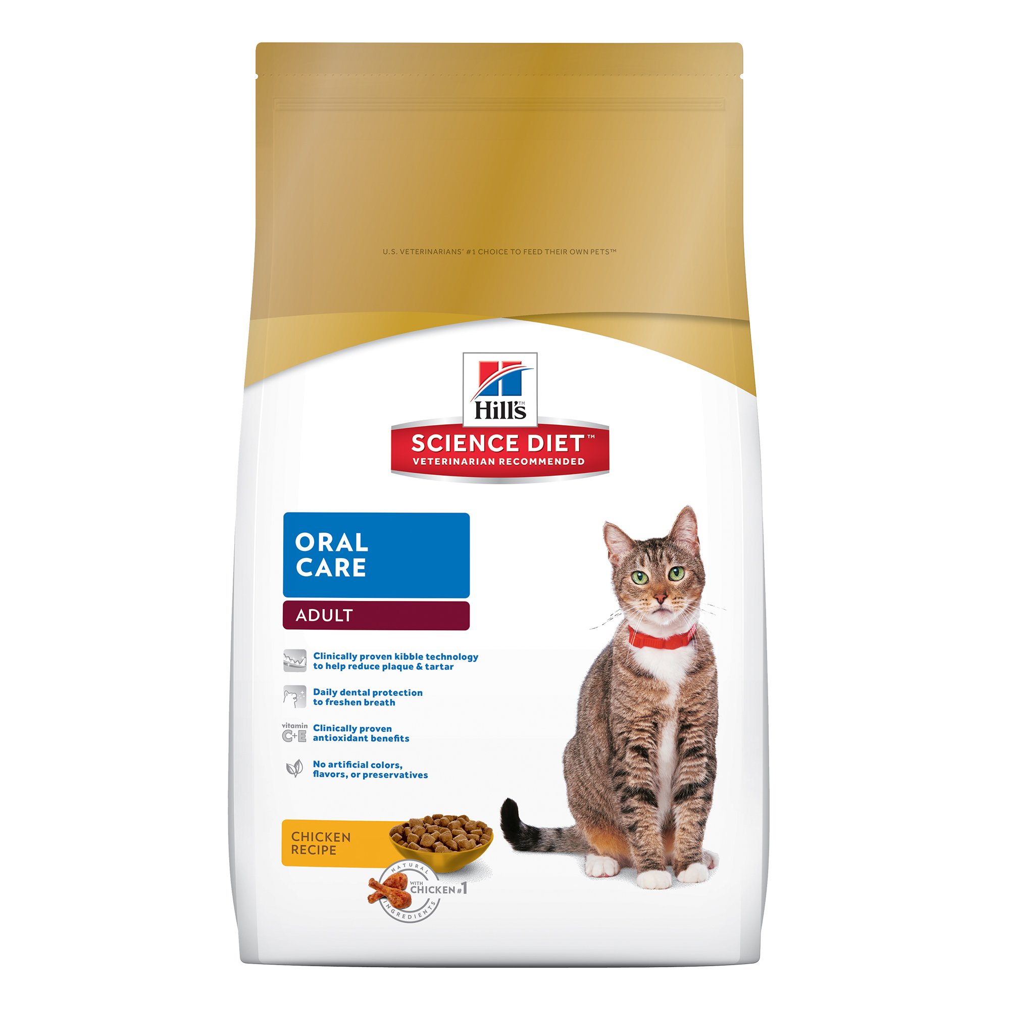 Hill's Science Diet Adult Oral Care Cat Food, Chicken Recipe Dry Cat