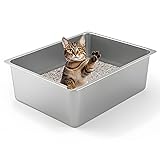 Kirecoo Stainless Steel Cat Litter Box - Metal High