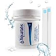 Aquatabs Water Purification Tablets for Drinking - 100 Tablets + 2 Chlorine Test Strips - Water Purifier Starter Kit - for Boat and RV Tanks - by Aquamarine Water Solutions