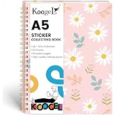 Koogel 50 Sheets Reusable Sticker Book for Kids and Adults, A5 | Sticker Collection Album Organizer with Release Paper, for Collecting, Storing, Displaying, Journaling and Travel Keepsakes