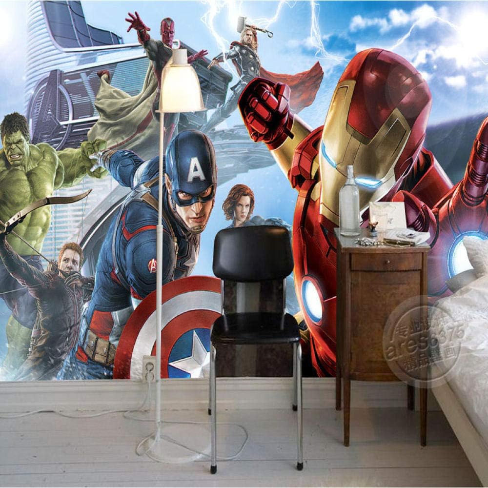 Mural Wallpaper Avengers Boys Bedroom Photo Wallpaper 3D Wall Murals Marvel Comics Wallpaper Children S Room Interior Design Room Decor-200x170cm