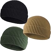 choshion 50% Wool Warm Cuffed Swag Knit Short Fisherman Beanie for Men Women Winter Hats Trawler Skull Cap