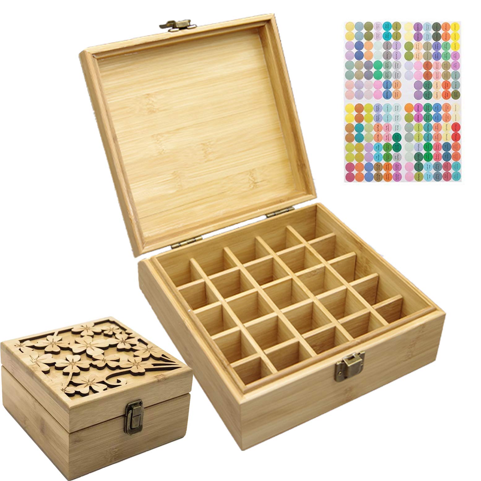 Gracelaza Bamboo Storage Box for Aromatherapy Essential Oil - Wooden Box for 25 Bottles - Ideal Organizer for Travel and Presentation #B