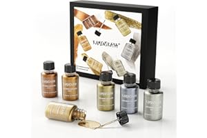 KAMENSKAYA Liquid Leaf Paint - Gilding Paint Set - Rich & English Gold, Silver, Bronze, Copper, White Gold - 6 pcs. 0.68 fl oz (20 ml) Each