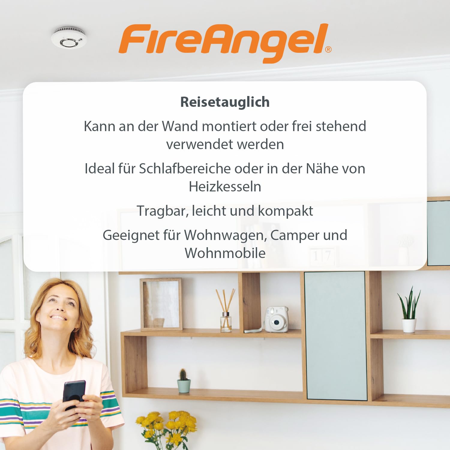 FireAngel FA6812 Kohlenmonoxid Melder, Tragbarer CO Melder mit LCD Anzeige – Mit 10-Jahres-Sensor - Für Zuhause, Reisen & Wohnwagen 8