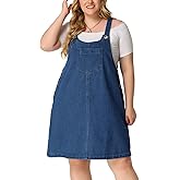 Agnes Orinda Plus Size Women's Denim Overalls Dress Suspenders Skirt Jumper Dresses 2026 Jean Overall Bib Dress
