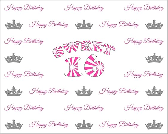 Amazon Com Happy Birthday Sweet 16 Pink White Candy Crown