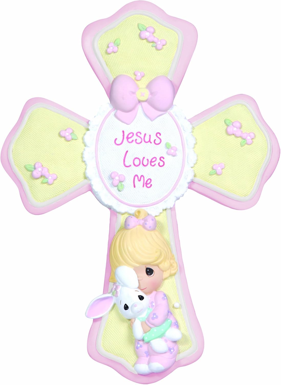 Precious Moments, Jesus Loves Me, Girl Resin Cross With Stand, 132402