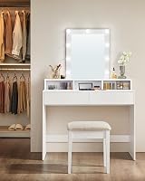 VASAGLE KAILYN Dressing Table with Mirror LED Light 2 Drawers White view 8