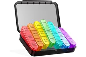 ASprink Pill Organizer 3 Times a Day - Medicine Pill Organizer - Weekly Pill case - Daily Pill Box 7 Day Organizer Container for Vitamins and Medication