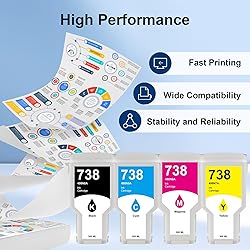 738 738XL Ink Cartridges 4-Pack with Chip