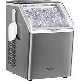 Silonn Ice Makers Countertop, 44lbs Per Day, 2 Ways to Add Water, Auto Self-Cleaning, Stainless Steel Ice Machine for Home Office Bar Party