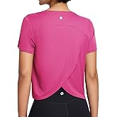 baleaf Women's Athletic Sun Shirts Short Sleeve Running Tops Workout Cropped Split Back UPF 50+ Quick Dry Lightweight
