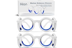 Hion Motion Sickness Glasses,Relieve Carsickness Airsickness Seasickness Ultra-Light Portable Nausea Vertigo Glasse, No Lens Liquid Glasses for Adults or Kids(2Pairs Without Bags)