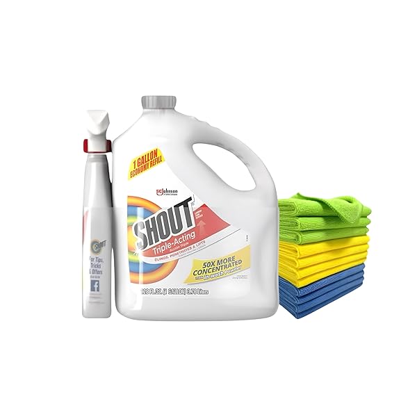 SHOUT TRIPLE ACTING LAUNDRY STAIN REMOVER WITH 22 OZ TRIGGER, 1 GALLON
