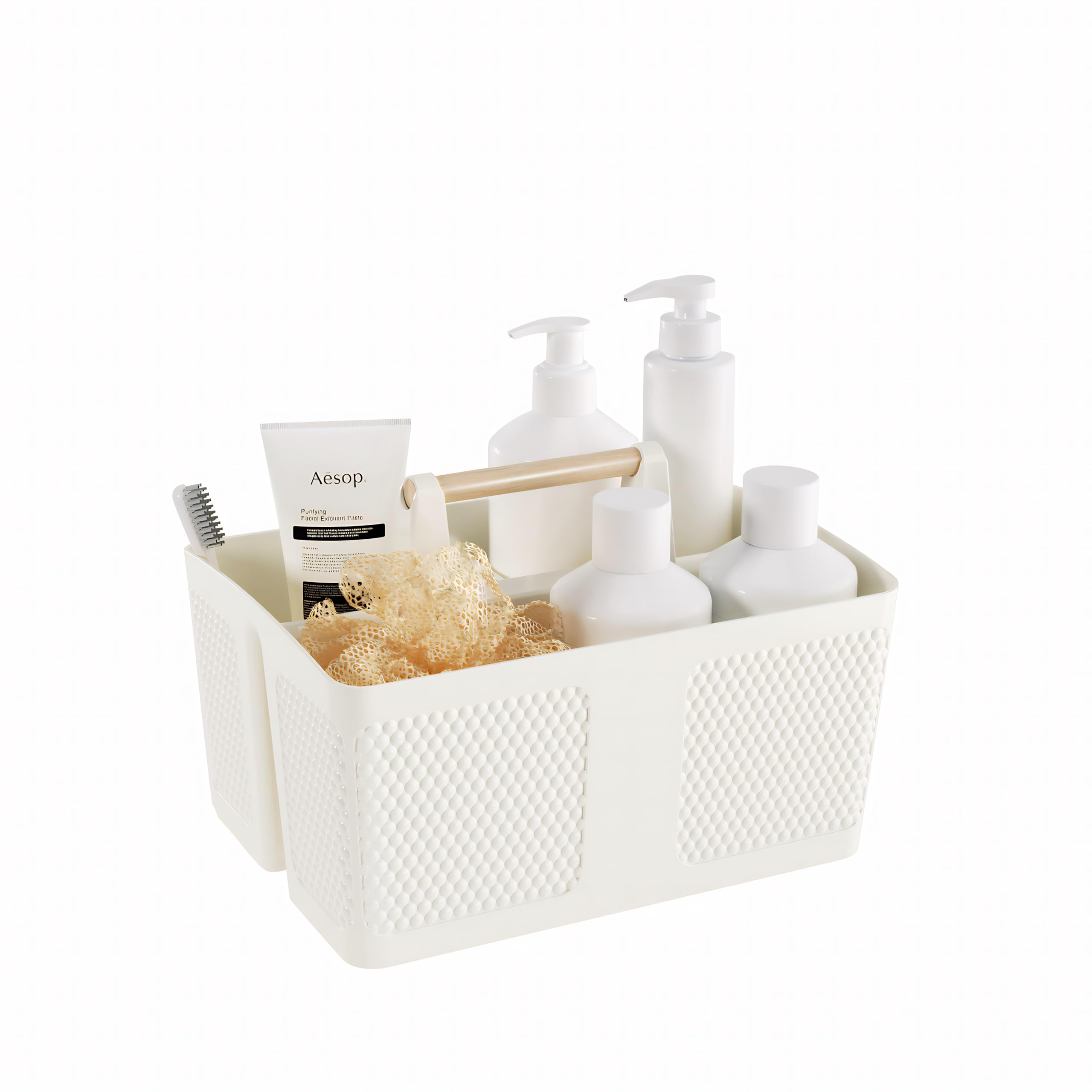 Photo 1 of Xuhdukc Shower Caddy Portable and Cleaning Caddy Organizer for Bathroom, Kitchen,Toiletries Storage, Caddy organizer with handle, Rust-Resistant, Durable Material(Milky White, 9.36"L×7.73"W×7.24"H)