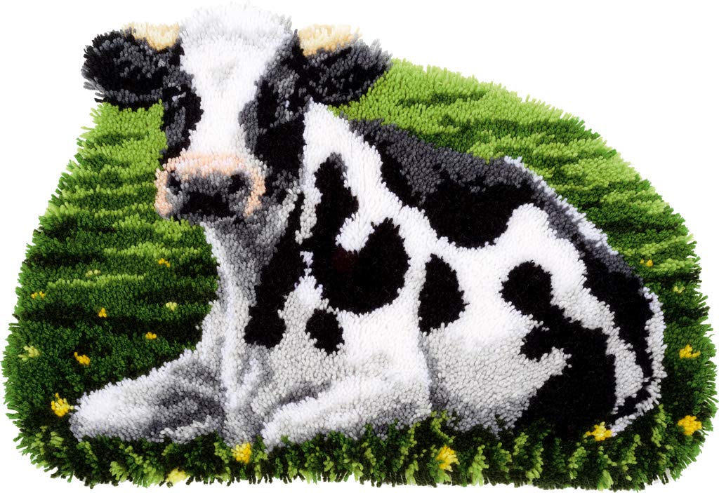 Vervaco Latch Hook Kit: Rug: Shaped: Cow Resting, NA, 70 x 47cm