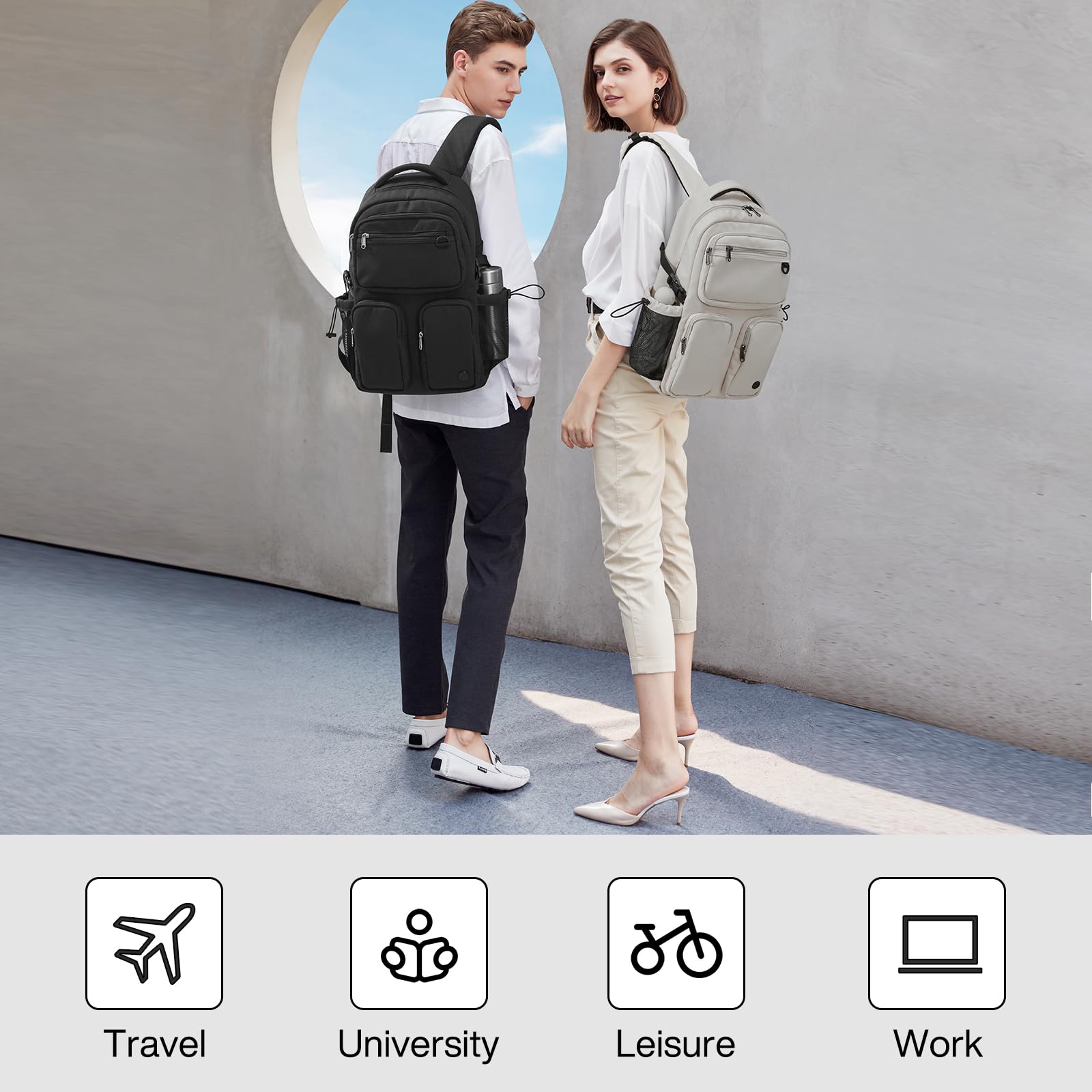 mixi Travel Laptop Backpack, Lightweight Durable School Bookbag Men Woman 15.6