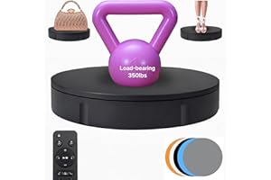 JAYEGT Motorized Rotating Display Stand, 350Lbs Load，360 Degree Electric Rotating Turntable for Photography Products Display，Live Show,Remote Control +5 Colors Backgrounds (Black/11.8inch /Wired)