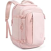 BAGSMART Travel Backpack Carry on Flight Approved, 28L Lightweight Backpack Fits 17.3 Inch Laptop for Men Women, Water Resistant Personal Item Travel Bag with USB Charging Port, Pink