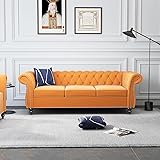 RUSTYER Chesterfield 3 Seater Sofa, Modern Velvet