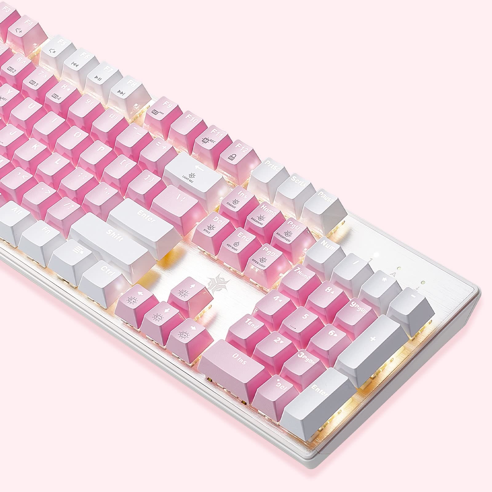 Hexgears GK715 Mechanical Gaming Keyboard, 104 Keys Full Size Wired Computer Keyboard, Hot Swappable Kailh Box Switches, ABS Keycaps, White Backlit Gaming Keyboard for PC/Laptop