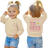KEKEMI Two Cute Birthday Girl Sweatshirt 2T Girl Sunflower Birthday Outfit Two Years Old Long Sleeve Pullover Tops B-day Tops