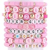 𝐇𝐞𝐢𝐬𝐡𝐢 𝐁𝐞𝐚𝐝𝐞𝐝 𝐒𝐭𝐫𝐞𝐭𝐜𝐡 𝐁𝐫𝐚𝐜𝐞𝐥𝐞𝐭𝐬 for Women Teen Girls St.Patrick's Day Valentine's Day Christmas Breast Cancer Bracelets Stackable Polymer Clay Beads Bracelets Friendship Boho Bracelets Jewelry Set
