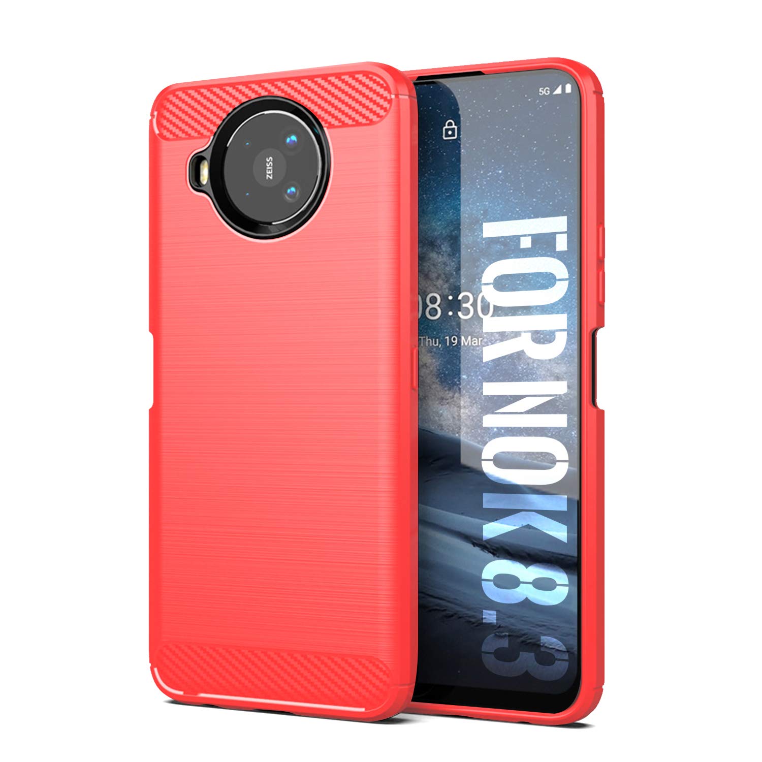 SCL Nokia 8.3 Case for Nokia 8.3 Case, Brushed Carbon Fiber Texture Anti-Scratch Shock Absorption Technology - Red โ image 1