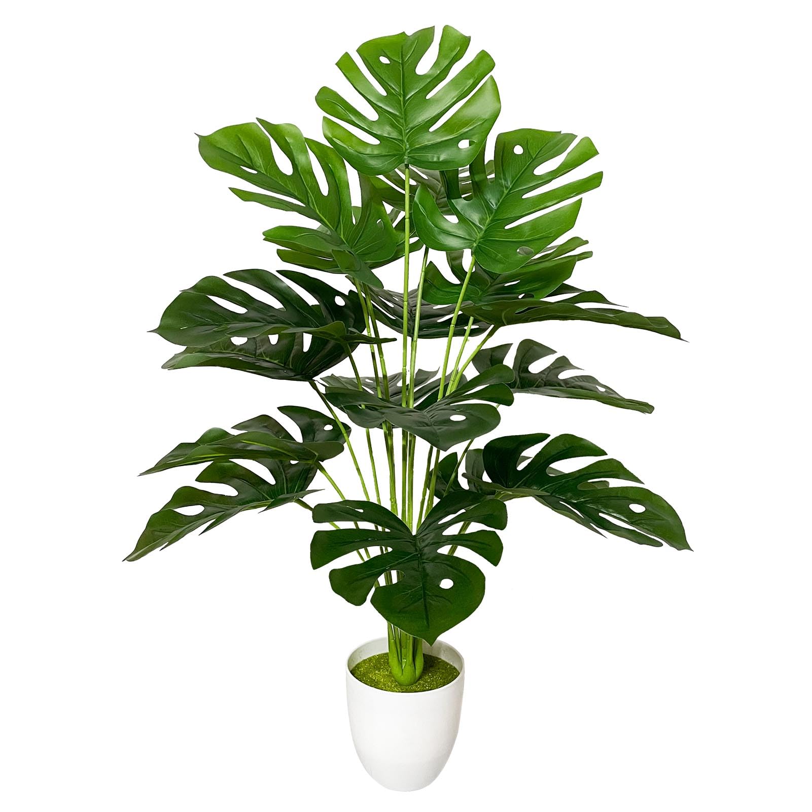 AIVORIUY Fake Plants Large Artificial Tree Leaves Faux Plants in Pot for Indoor Outdoor House Floor Home Office Farmhouse Bedroom Garden Modern Decor Housewarming Gift (75cm Large Monstera Palm)