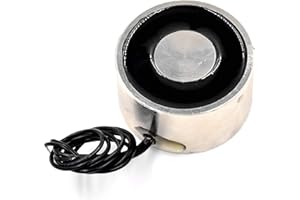 AKZYTUE DC 24V 500N 110LB/50Kg Suction Holding sucker round electric Magnet Solenoid lifting cylinder Electromagnet 50 x 27mm