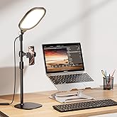 LitONES Desktop Video Conference Lights for Zoom Meetings,Computer Desk Ring Light with Stand Phone Holder,Dimmable Desk Lamp