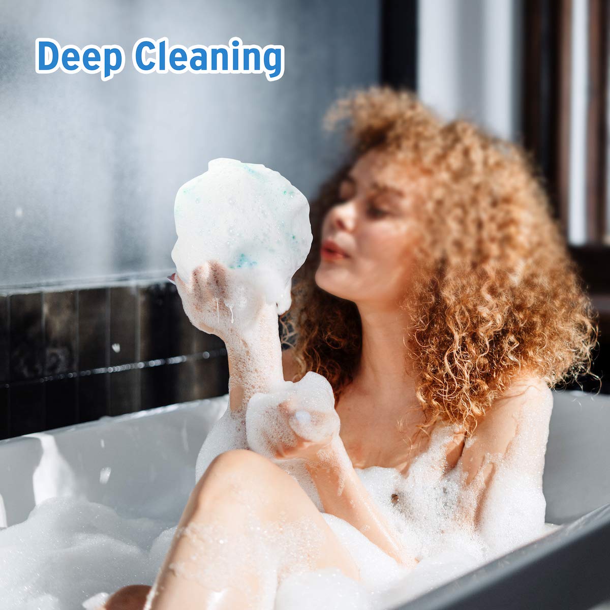 DadyMart Bath Shower Loofah Sponge 60g Bath Mesh Pouf Shower Ball Body Scrubber Exfoliating Bath Sponge for Women and Men, Set of 4, Flower Color: Beauty
