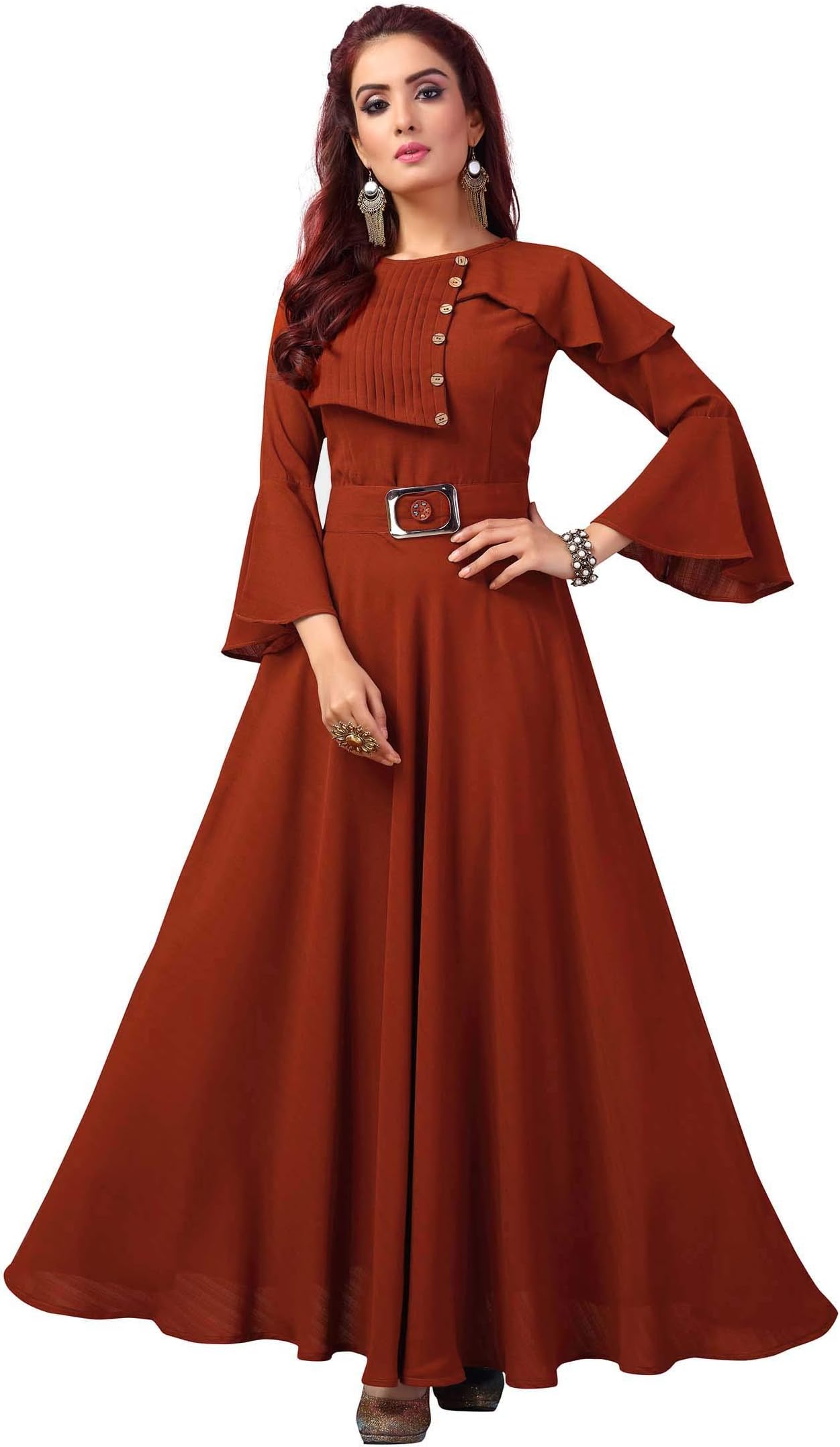 any kids Flared Sleeve Full Long Flared Georgette Kurti