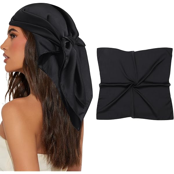 Floerns Damen Stirnband Haar Schal – Blumen-Stickerei, Durchsichtig, 80x80 Cm, Einheitsgröße