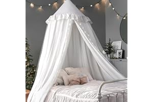 AVRSOL Bed Canopy, Double Layer Mosquito Net Bed Canopies White Princes Fairy Canopy Tent for Girls, Adults, Hanging Bed Tent Drapes Bed Curtains Reading Nook, 27''x108''