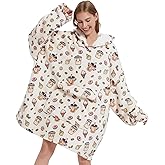 Mewkou Wearable Blanket Hoodie for Adult,Oversized Sherpa Fleece Blanket Hoodie for Women Men,Coffee