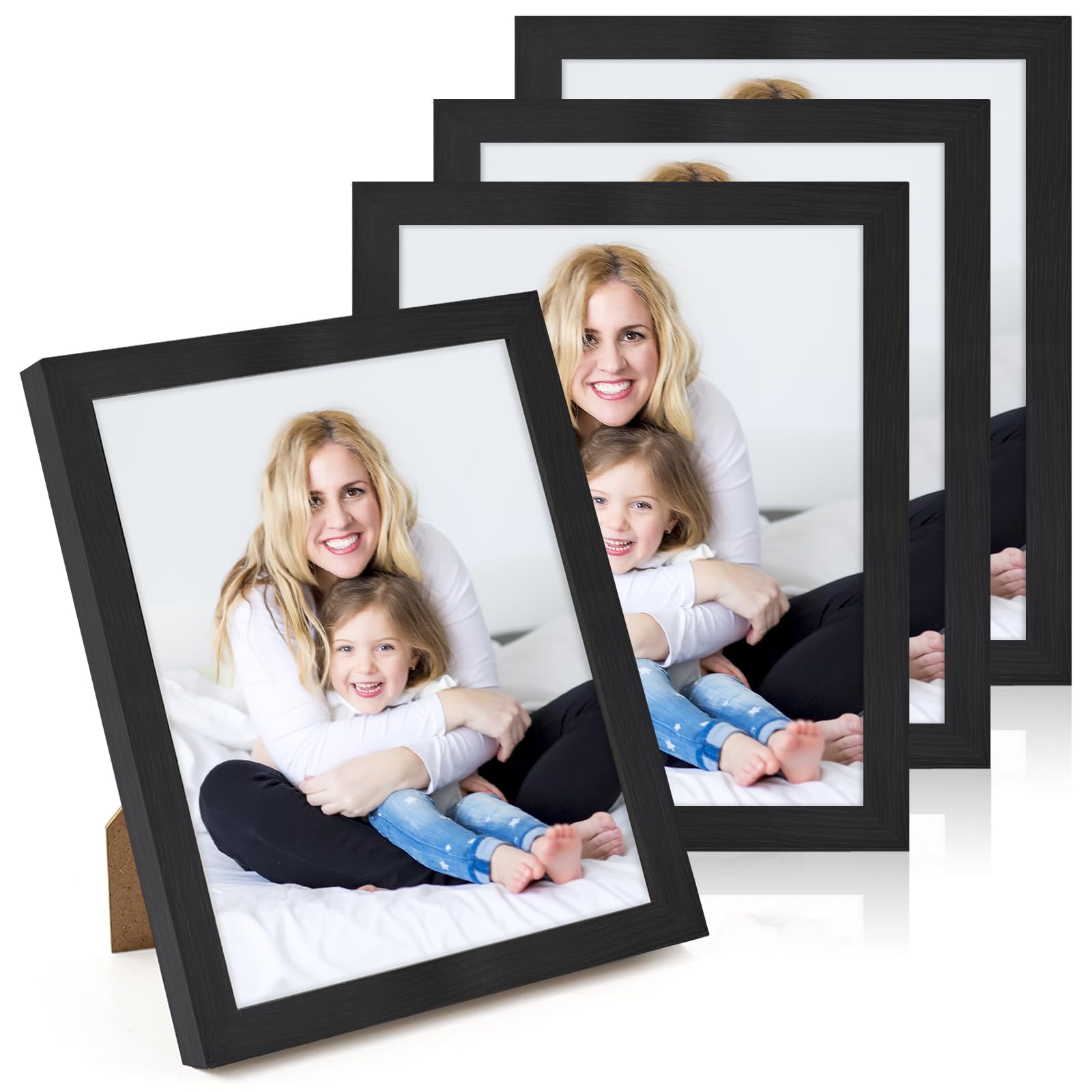 WenYa 8x10 Black Photo Frames, 4 Pack 10x8 Picture Frames Wall and Desktop Horizontal Vertical 25.4x20.3cm Frames for Family Pictures Display (Black, 8x10-4pack)