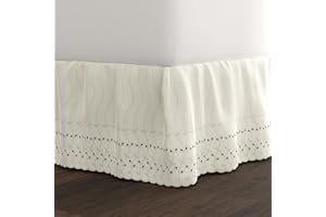 FRESH IDEAS Ideas Cache-sommier à œillets froncés avec style froncé et détails brodés, longueur de chute de 35,6 cm, grand li