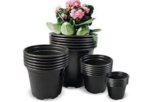 RAOOKIF 24pcs 3 4 5 6 Inch Nursery Pots Variety Pack, Flexible Plastic Plant Pots with Drainage Holes, Round Nursery Pot for Plastic Plants, Black Flower Pots (3+4+5+6 inch)