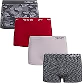 Reebok Womens Boyshorts Underwear - 4 Pack Plus Size 3" Inseam Stretch Performance Boyshort Seamless Underwear for Women