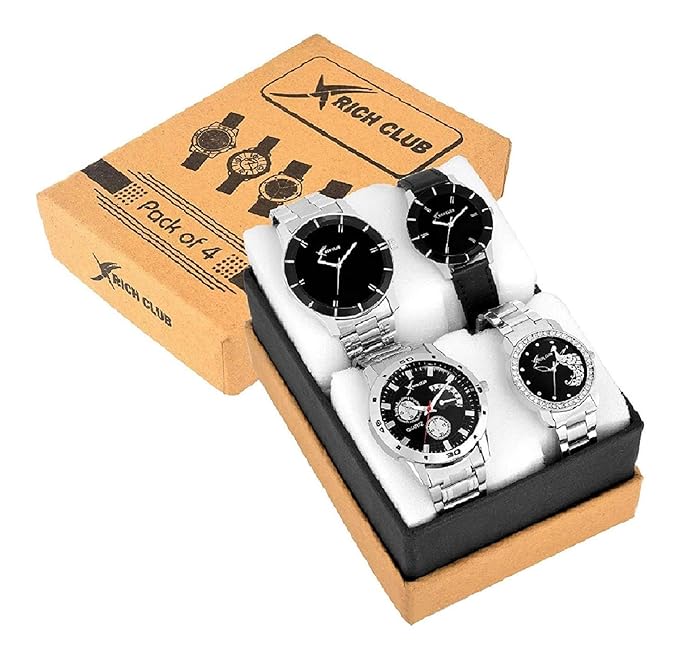 Analogue Multicolour Dial Mens and Womens Couple Watch - Combo of 4