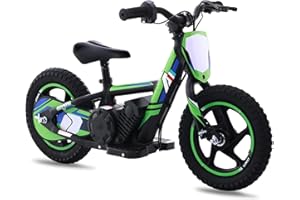 AIII Lightweight Electric Dirt Bike for Kids, 170/340W Electric Motorcycle Up to 10/12MPH, 24V Detachable Battery, Hand-Operated Dual Brakes Electric Balance Bike for Ages 3-6/5-12
