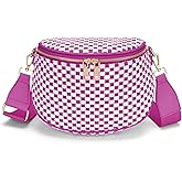 FODOKO Woven Crossbody Bag for Women weave Leather Bum Bags Checkered Purse with zipper