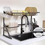 KORVOS Over the Sink Dish Drying Rack, Length Adjustable (26’’-36.2’’) Dish Rack for Kitchen Bowl Storage, Easy to Install, D